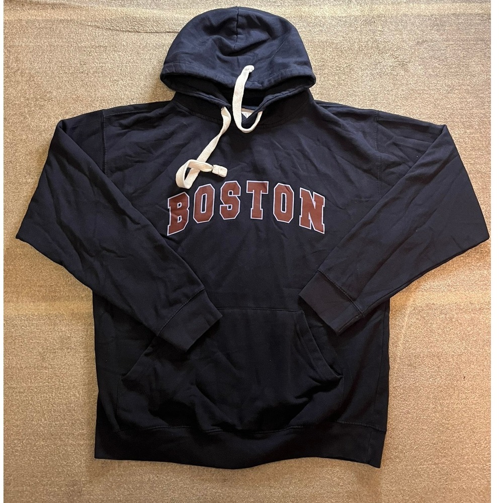 Bay State Gear Boston Hoodie Navy Blue Graphic Pullover Sweatshirt Mens XL